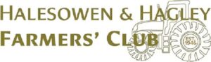 Logo for Halesowen & Hagley Farmers' Club featuring a stylized tractor graphic and the club name, with 'EST. 1946' mark included.