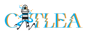 Catlea Lighthouse Logo 9-23-24 - Bromsgrove Arts Logo for Catleafeaturing a stylized lighthouse with a star at the top, wrapped by blue ribbons and orange accents in bold serif typography (blue and orange letters).